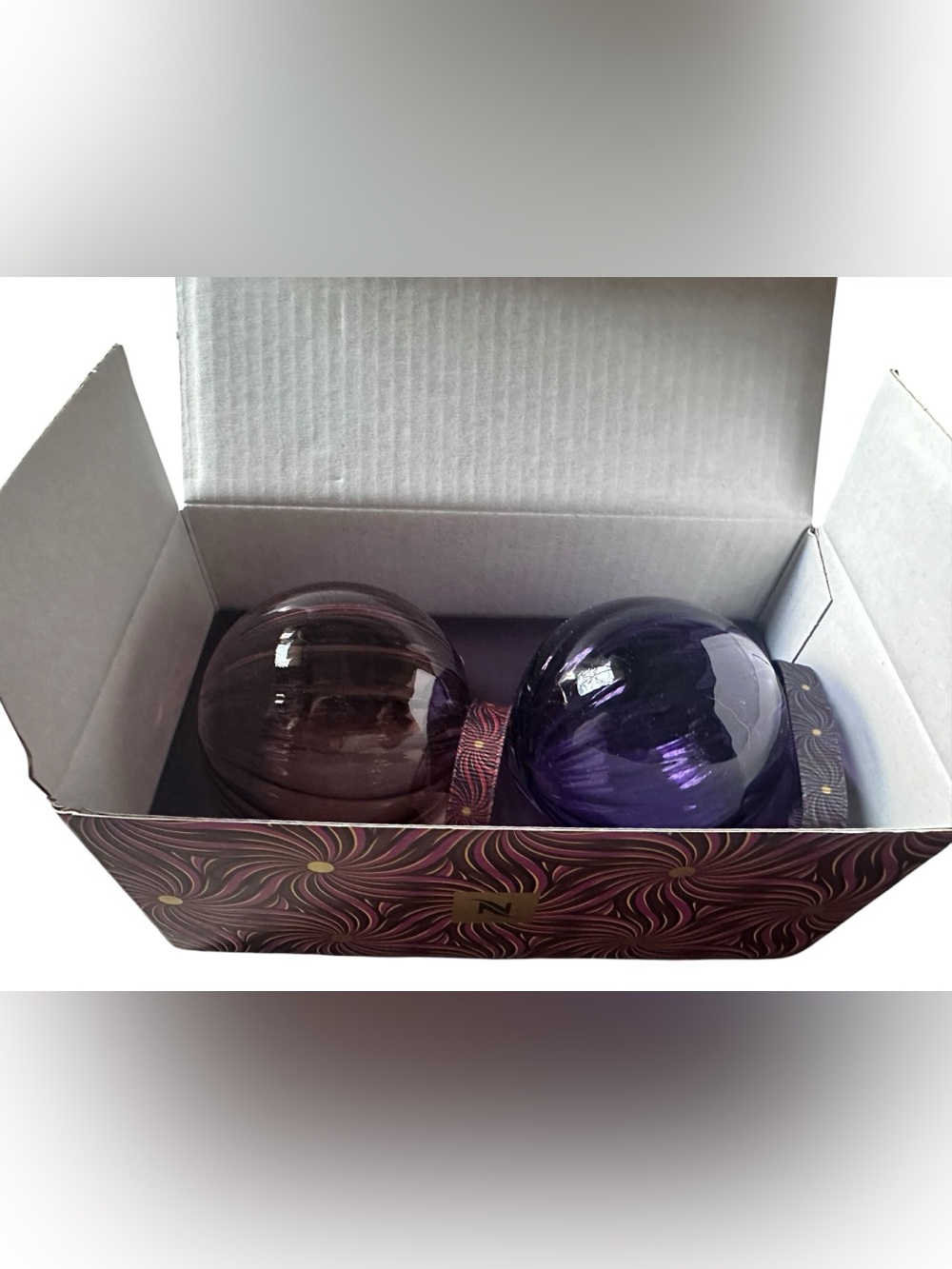Nespresso Festive Glass Ornament Set New in Box